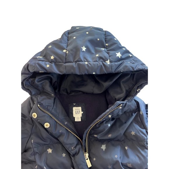 Gap Toddler Girl's Navy Silver Stars Puffer Jacket Coat Size 2T - Picture 5 of 7